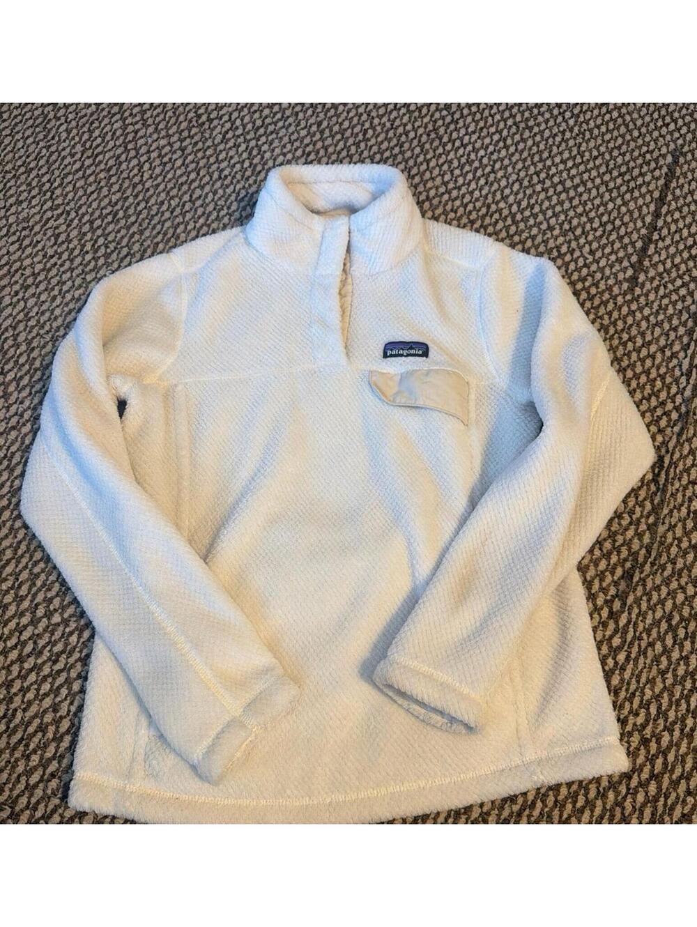 Patagonia Fleece Jacket Women S Cream Lightweight Pullover High Neck Snap